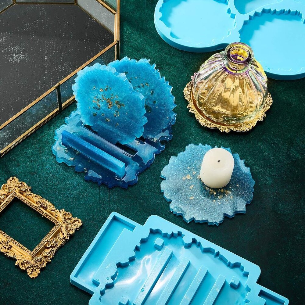 2 Pieces Coaster Resin Molds Set Coaster Stand Silicone Cup Mat Epoxy Resin Cast - Picture 6 of 7